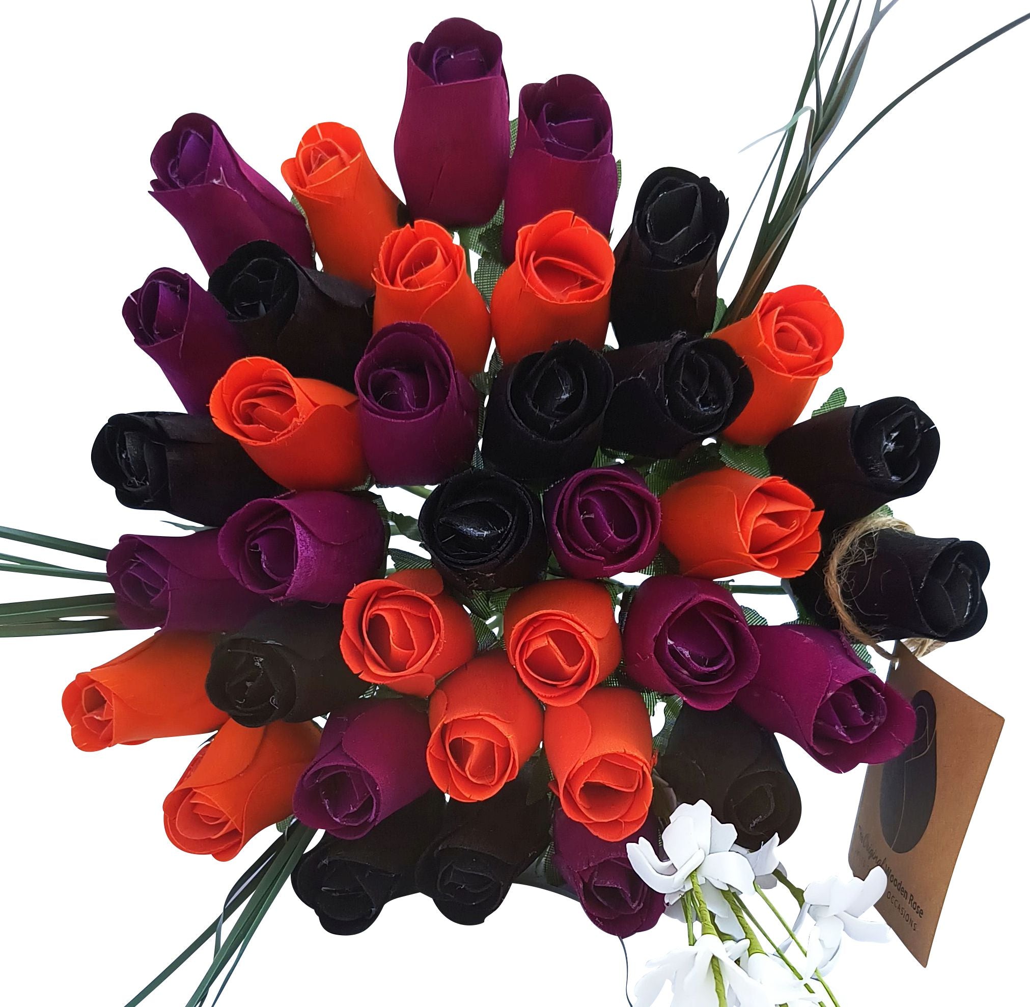 Black Vase with Ribbon Roses » Halloween Wood Flowers