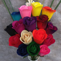 Assorted Colors Half Open Bud Wooden Rose Bouquet - The Original Wooden Rose