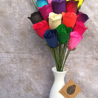 Assorted Colors Half Open Bud Wooden Rose Bouquet - The Original Wooden Rose