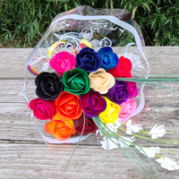 Assorted Colors Half Open Bud Wooden Rose Bouquet - The Original Wooden Rose