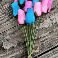 3 Color Spring Wooden Rose Flower Bouquet - The Original Wooden Rose