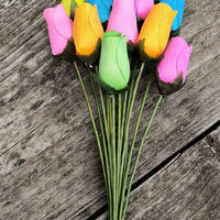 6 Color Spring Wooden Rose Flower Bouquet - The Original Wooden Rose