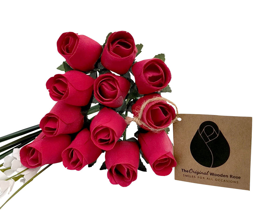 All Red Wooden Rose Flower Bouquet - The Original Wooden Rose