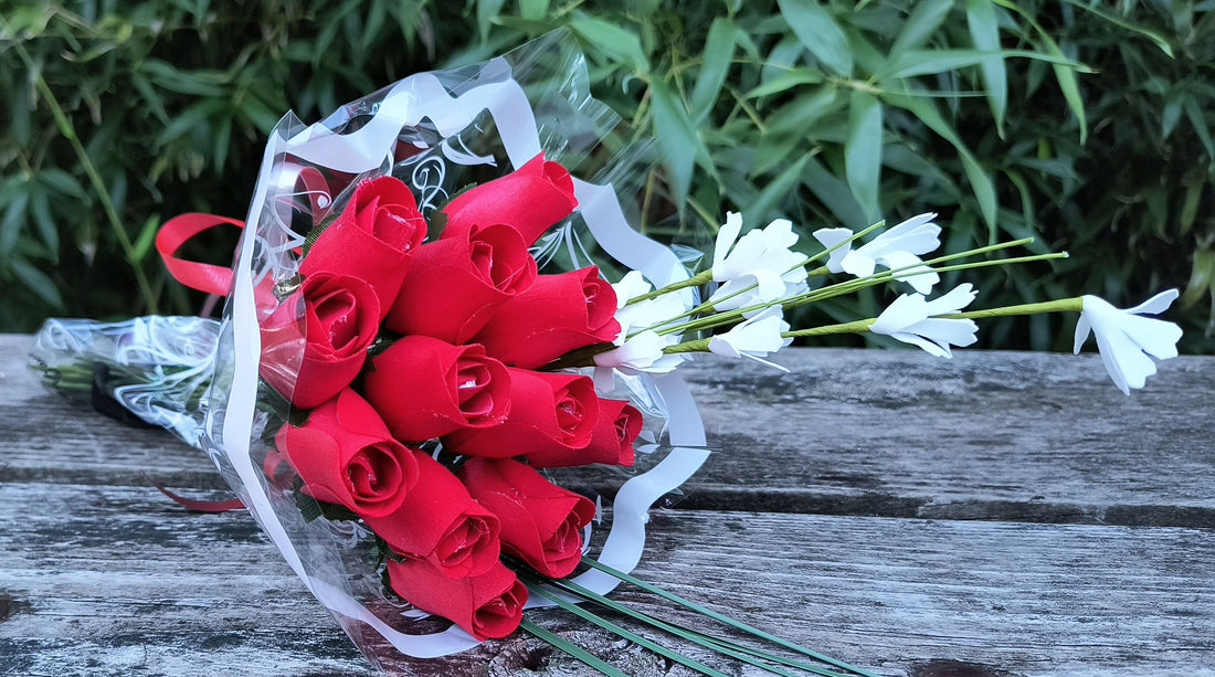 All Red Wooden Rose Flower Bouquet - The Original Wooden Rose