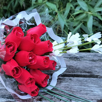 All Red Wooden Rose Flower Bouquet - The Original Wooden Rose