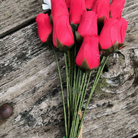 All Red Wooden Rose Flower Bouquet - The Original Wooden Rose