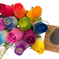 Vibrant Assorted Colors Wooden Rose Flower Bouquet - The Original Wooden Rose