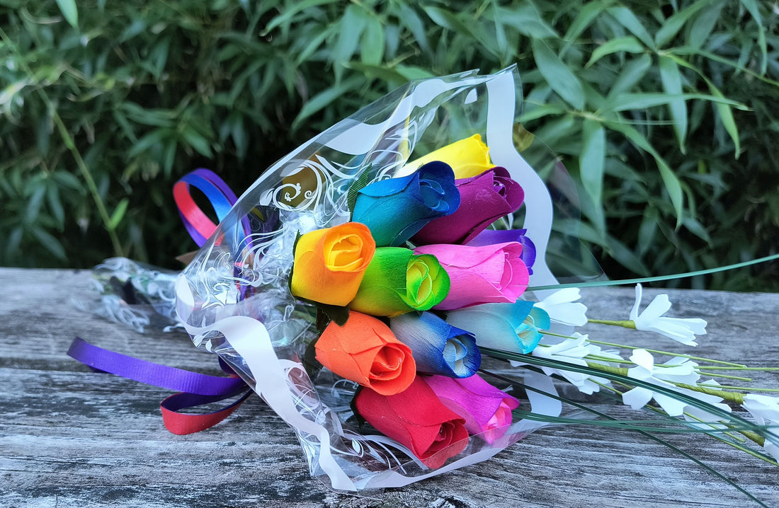 Vibrant Assorted Colors Wooden Rose Flower Bouquet - The Original Wooden Rose