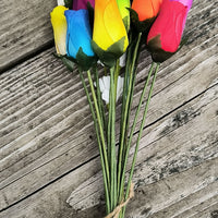 Vibrant Assorted Colors Wooden Rose Flower Bouquet - The Original Wooden Rose