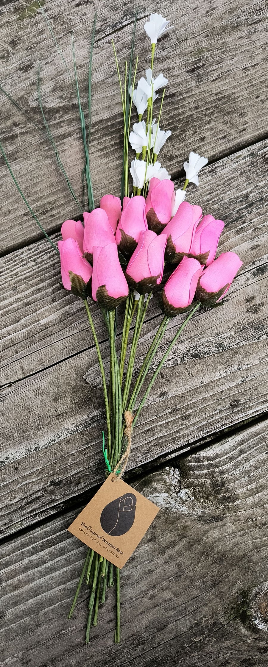 Breast Cancer Awareness All Pink Wooden Rose Bouquet - The Original Wooden Rose