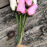 It's A Girl Light Pink, and White Wooden Rose Flower Bouquet - The Original Wooden Rose