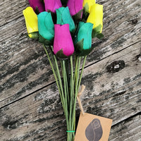 Mardi Gras Wooden Rose Flower Bouquet - The Original Wooden Rose