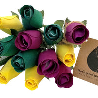 Mardi Gras Wooden Rose Flower Bouquet - The Original Wooden Rose