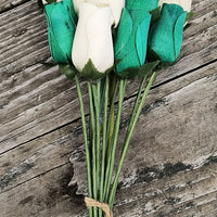 Saint Patrick's Day Green and White Wooden Rose Flower Bouquet - The Original Wooden Rose