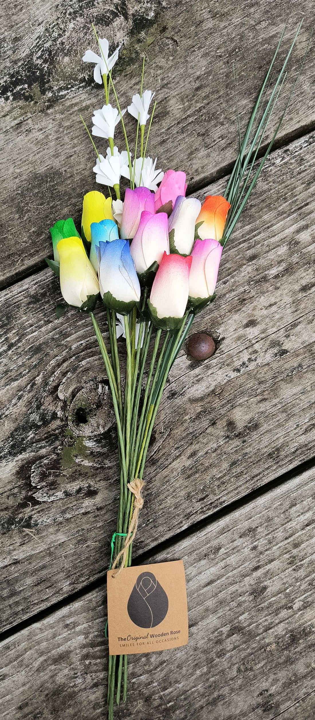 Spring Easter Wooden Rose Flower Bouquet - The Original Wooden Rose