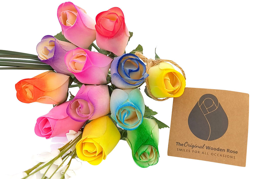 Spring Easter Wooden Rose Flower Bouquet - The Original Wooden Rose