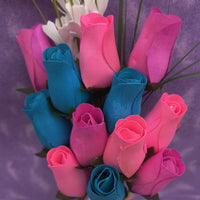 3 Color Spring Wooden Rose Flower Bouquet - The Original Wooden Rose