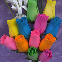 6 Color Spring Wooden Rose Flower Bouquet - The Original Wooden Rose