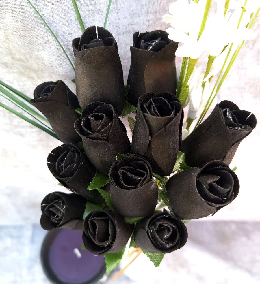 Halloween all Black Wooden Rose Flower Bouquet - The Original Wooden Rose