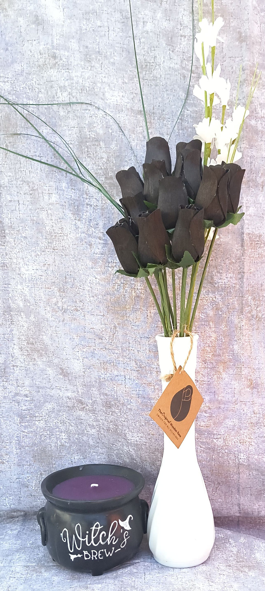 Halloween all Black Wooden Rose Flower Bouquet - The Original Wooden Rose