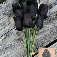 Halloween all Black Wooden Rose Flower Bouquet - The Original Wooden Rose