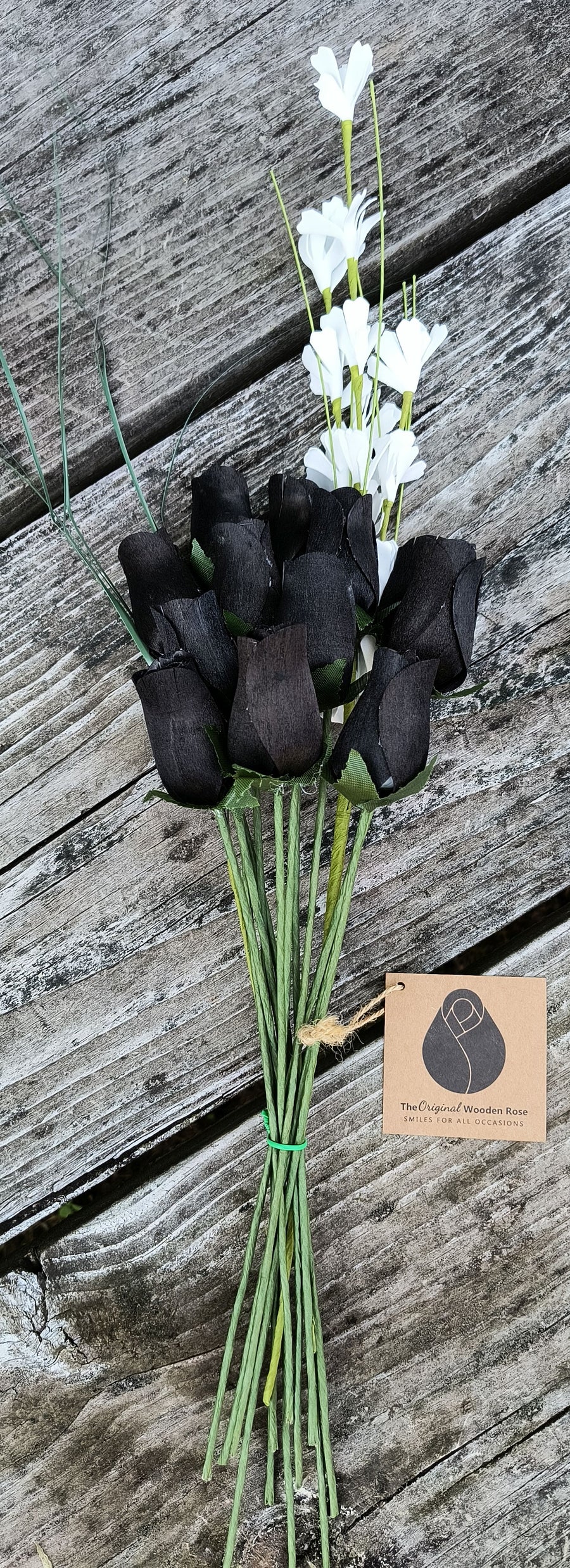 Halloween all Black Wooden Rose Flower Bouquet - The Original Wooden Rose