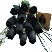 Halloween all Black Wooden Rose Flower Bouquet - The Original Wooden Rose