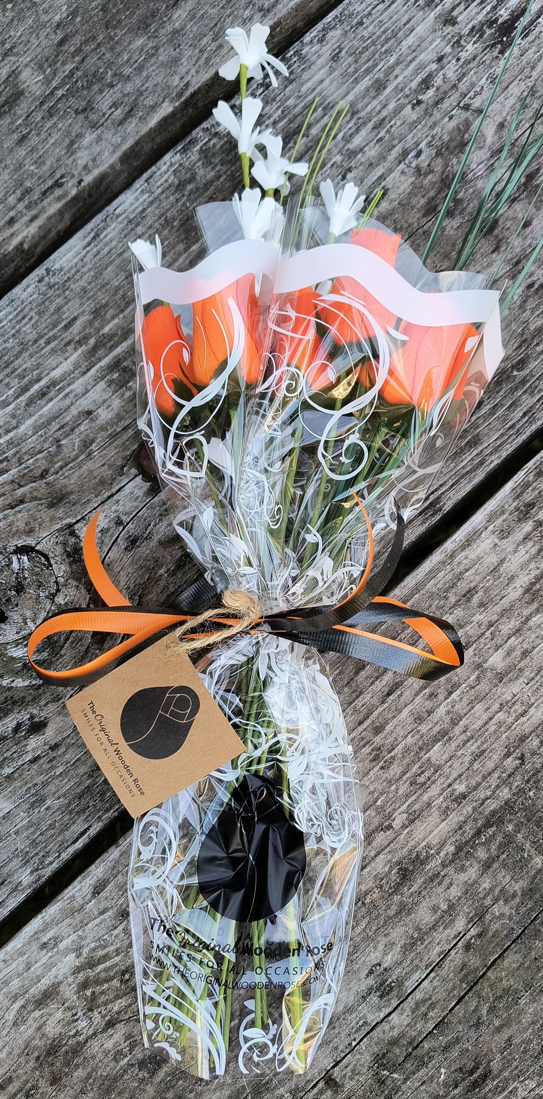 All Orange Halloween Wooden Rose alloween Bouquet - The Original Wooden Rose