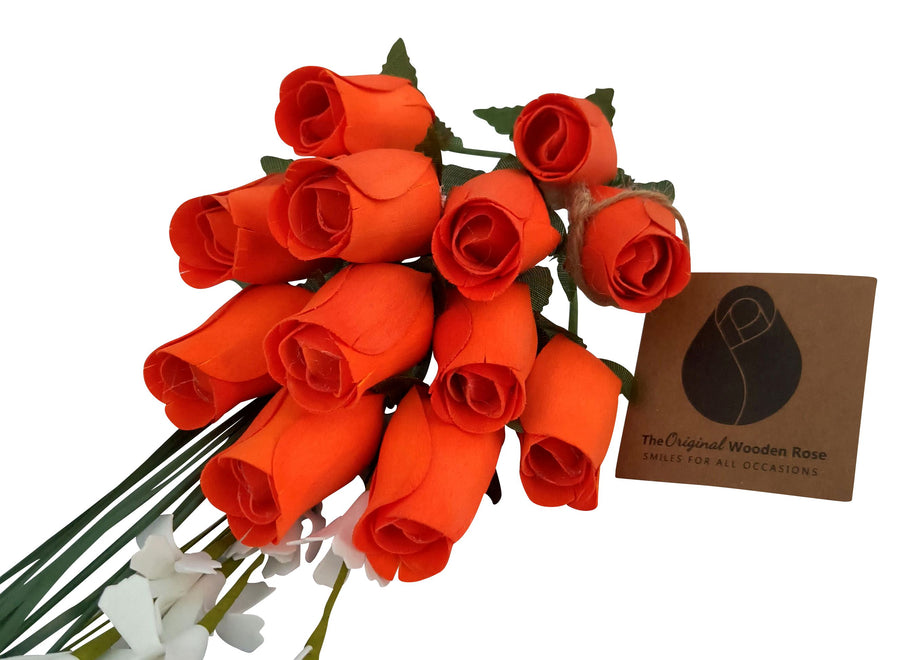 All Orange Halloween Wooden Rose alloween Bouquet - The Original Wooden Rose