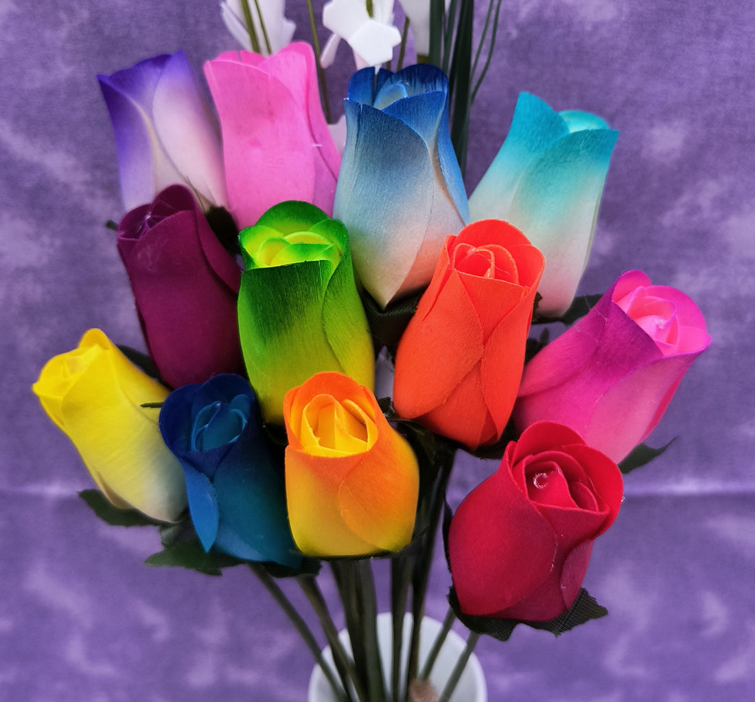 Vibrant Assorted Colors Wooden Rose Flower Bouquet - The Original Wooden Rose