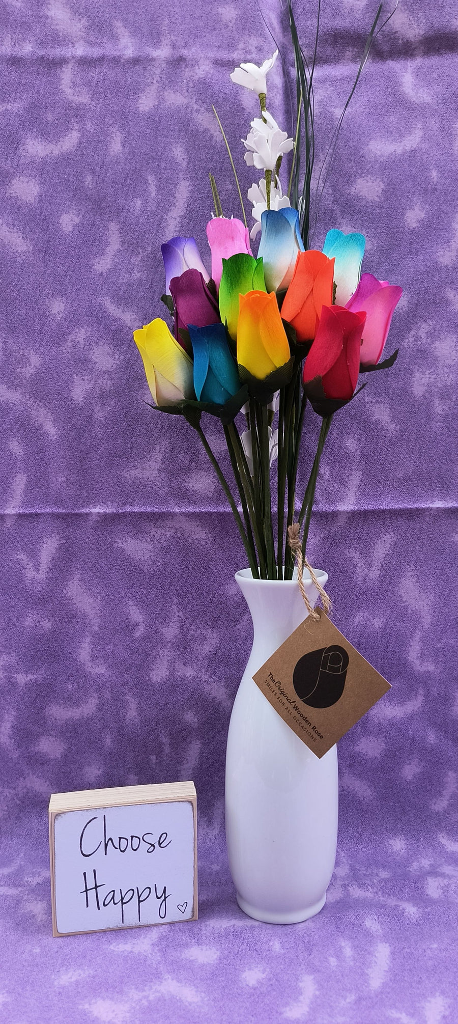 Vibrant Assorted Colors Wooden Rose Flower Bouquet - The Original Wooden Rose