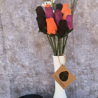 Black, Orange, and Violet Halloween Wooden Rose Flower Bouquet - The Original Wooden Rose