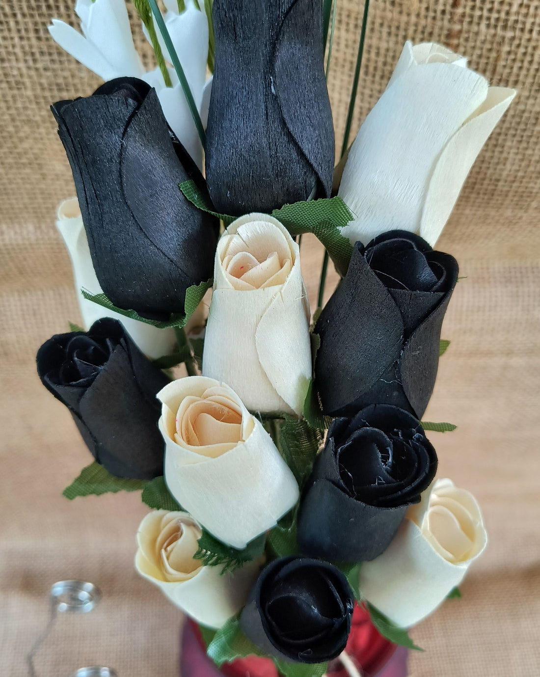 Black and White Wooden Rose Flower Bouquet - The Original Wooden Rose