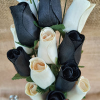 Black and White Wooden Rose Flower Bouquet - The Original Wooden Rose