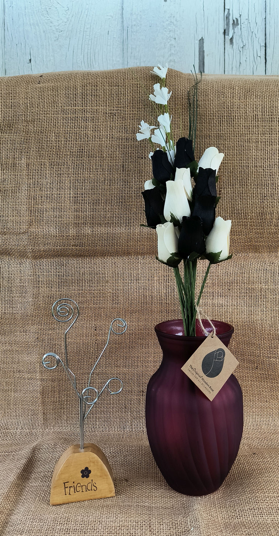 Black and White Wooden Rose Flower Bouquet - The Original Wooden Rose