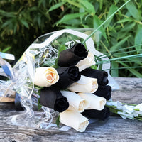 Black and White Wooden Rose Flower Bouquet - The Original Wooden Rose