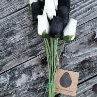 Black and White Wooden Rose Flower Bouquet - The Original Wooden Rose