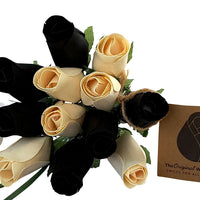 Black and White Wooden Rose Flower Bouquet - The Original Wooden Rose