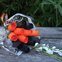 Halloween Black and Orange Wooden Rose Flower Bouquet - The Original Wooden Rose