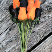 Halloween Black and Orange Wooden Rose Flower Bouquet - The Original Wooden Rose