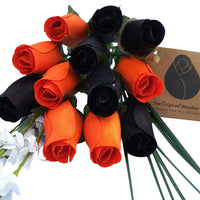 Halloween Black and Orange Flower Bouquet - The Original Wooden Rose