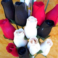 Red, Black and White Wooden Rose Flower Bouquet - The Original Wooden Rose