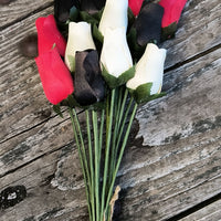 Red, Black and White Wooden Rose Flower Bouquet - The Original Wooden Rose