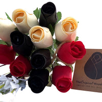 Red, Black and White Wooden Rose Flower Bouquet - The Original Wooden Rose