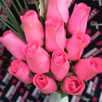 Breast Cancer Awareness All Pink Wooden Rose Bouquet - The Original Wooden Rose