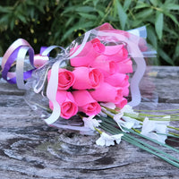 Breast Cancer Awareness All Pink Wooden Rose Bouquet - The Original Wooden Rose