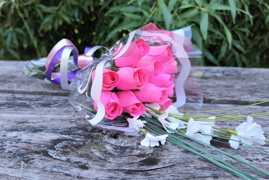 Breast Cancer Awareness All Pink Wooden Rose Bouquet - The Original Wooden Rose