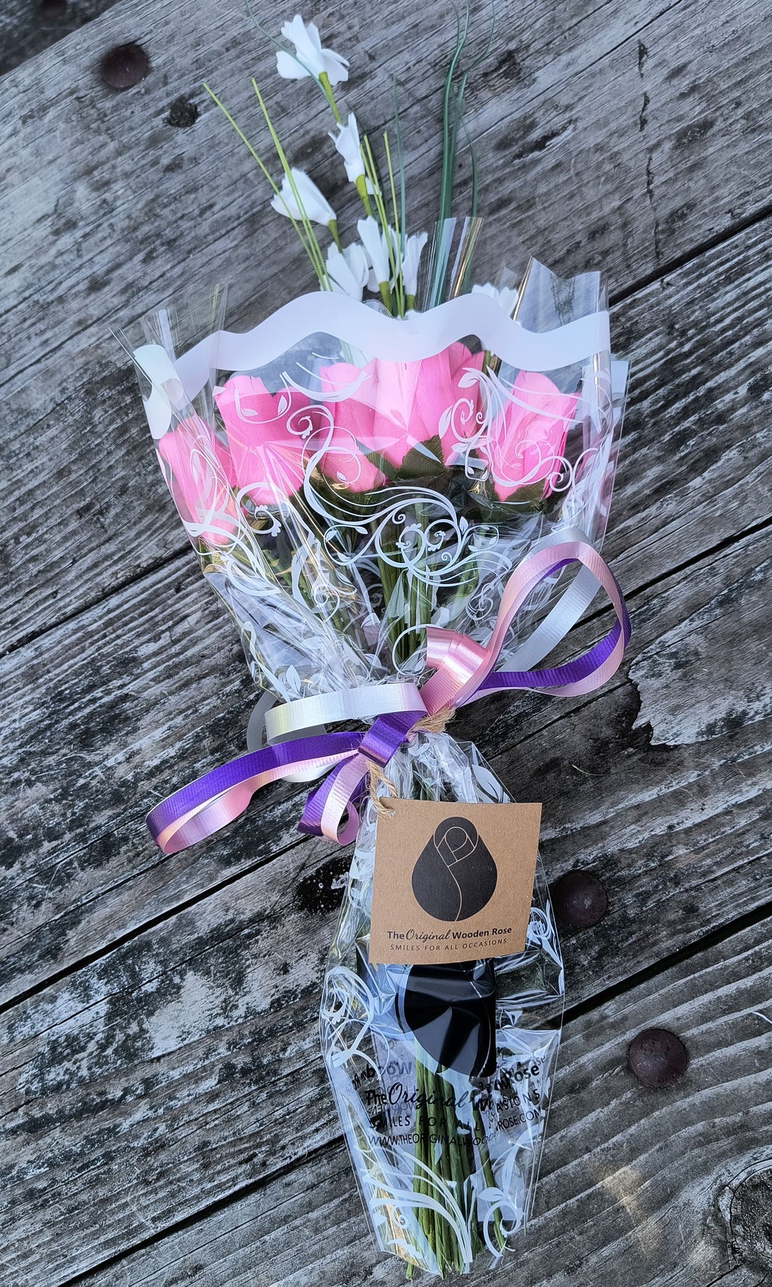 Breast Cancer Awareness All Pink Wooden Rose Bouquet - The Original Wooden Rose