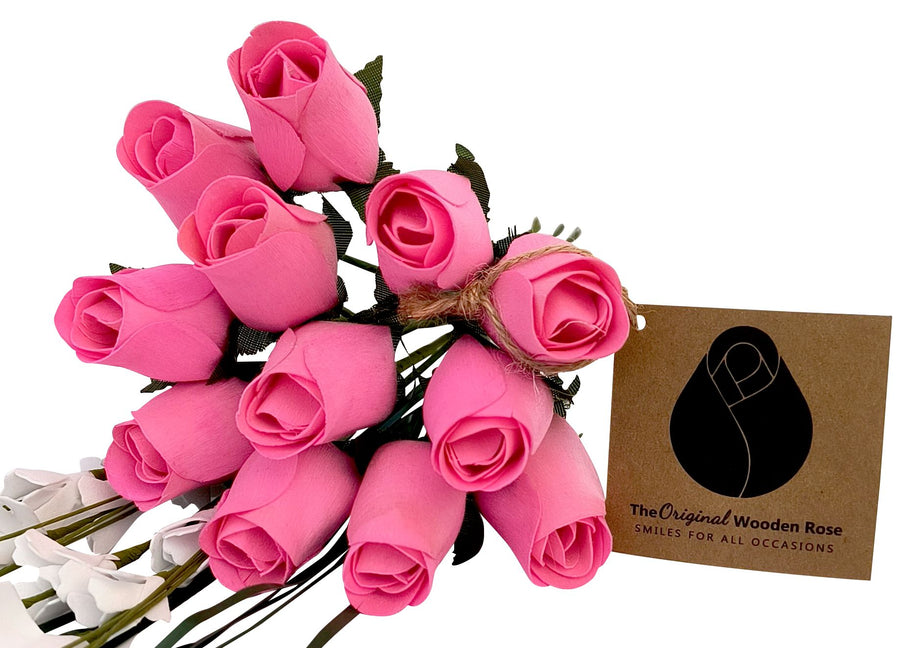 Breast Cancer Awareness All Pink Wooden Rose Bouquet - The Original Wooden Rose