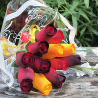 Dark Fall Harvest Colors. Yellows, Oranges, Reds Wooden Rose Flower Bouquet - The Original Wooden Rose